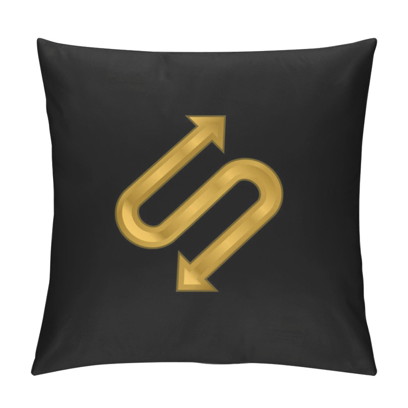 Personality  Arrow With Two Points In S Shape gold plated metalic icon or logo vector pillow covers