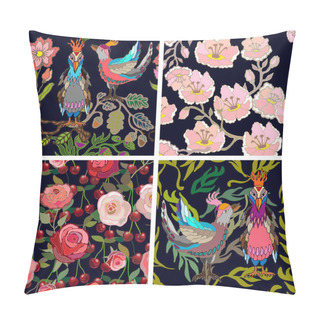 Personality  Japanese Garden. Birds And Flowers. Pillow Covers