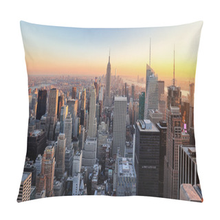 Personality  New York City. Manhattan Downtown Skyline With Illuminated Empir Pillow Covers