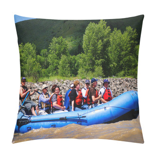 Personality  Rafting On The Snake River Through The Grand Tetons National Park Wyoming USA.Human History Of The Grand Tetons Region Dates Back At Least 11,000 Years When  Nomadic Paleo-Indians Would Migrate Into The Region During Warmer Months In Pursuit Of Food  Pillow Covers