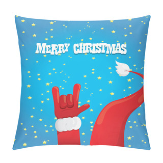 Personality  Santa Claus Hand Rock N Roll Vector Illustration. Pillow Covers