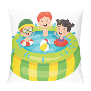 Personality  Children Swimming In An Inflatable Pool Pillow Covers