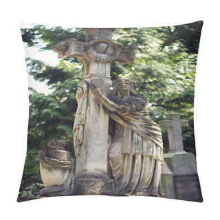 Personality  Old Statue On Grave In The Lychakivskyj Cemetery Of Lviv, Ukrain Pillow Covers