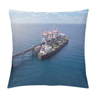 Personality  Bulk Container Ship Unloads Coal In The Port Of Power Station. Pillow Covers