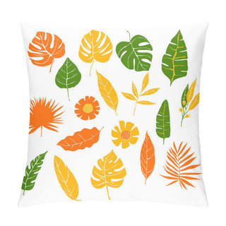 Personality  Tropical Leaves And Plants Isolated On White Background Vector Set. Floral Decorative Elements For Borders And Greeting Card Design Pillow Covers