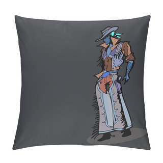 Personality  Vector Illustraton Of A Western Cowboy. Pillow Covers