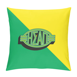 Personality  Athens Metro Logo Green And Yellow Modern 3d Vector Icon Logo Pillow Covers