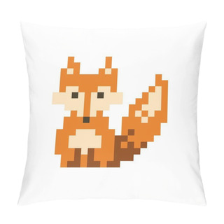 Personality  Orange Cute Pixel Art Sitting Fox - Isolated Vector Illustration Pillow Covers