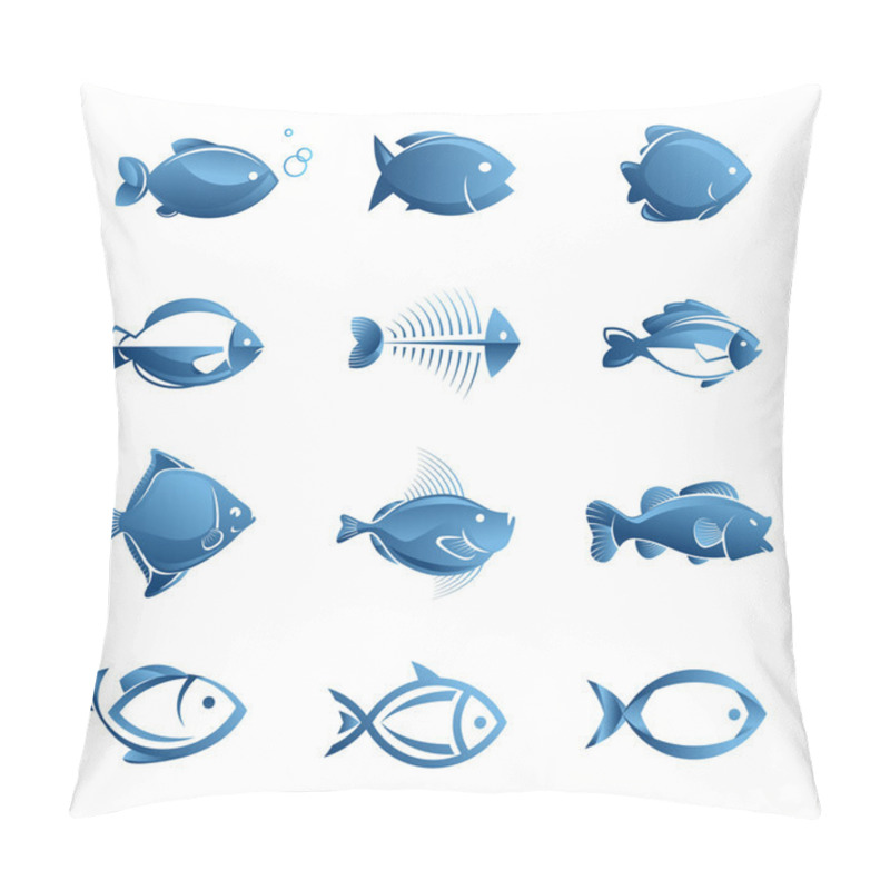 Personality  Set of fish icons pillow covers