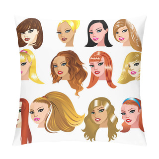 Personality White Women Faces Pillow Covers