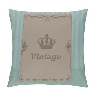 Personality  Vintage Crown On Brown Blue Background Pillow Covers