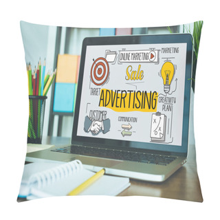 Personality  ADVERTISING Concept On A Screen Pillow Covers