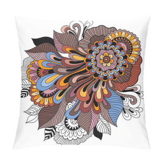 Personality  Beautiful Doodle Art Floral Composition. Tattoo Flower Template. Doodle Floral Drawing. Zentangle Floral Ornament Pillow Covers