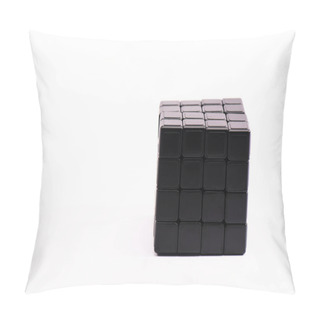 Personality  KYIV, UKRAINE - FEBRUARY 21, 2020: Black Rubik Cube Isolated On White With Copy Space  Pillow Covers