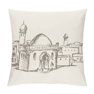 Personality  Old Eastern City. Vector Drawing Pillow Covers