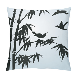 Personality  Black Bamboo And Small Birds Pillow Covers