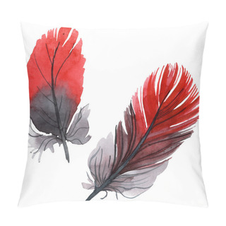 Personality  Colorful Bird Feather From Wing Isolated. Watercolor Background Illustration Set. Isolated Feather Illustration Element. Pillow Covers