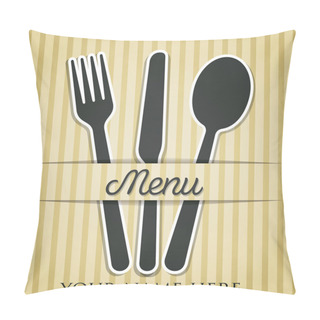 Personality  Cream Cutlery Theme Paper Cut Out Menu In Vector Format. Pillow Covers