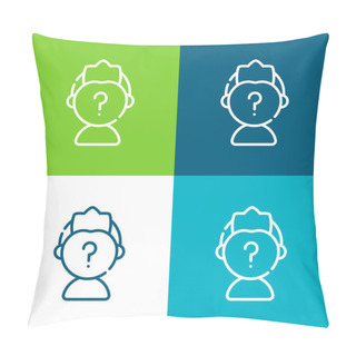 Personality  Anonymous Flat Four Color Minimal Icon Set Pillow Covers