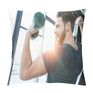 Personality  Handsome Young Guy Workout With Dumbbell Pillow Covers