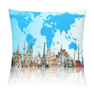 Personality  Famous Monuments Of The World Grouped Together Pillow Covers
