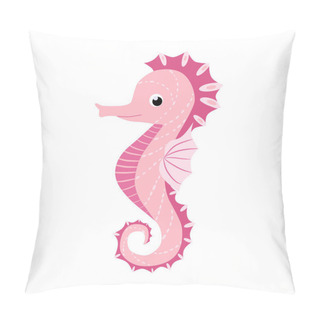 Personality  Seahorse, Scandinavian Style Hippocampus, Hand Drawn, Beautiful Detailed Pink Pillow Covers