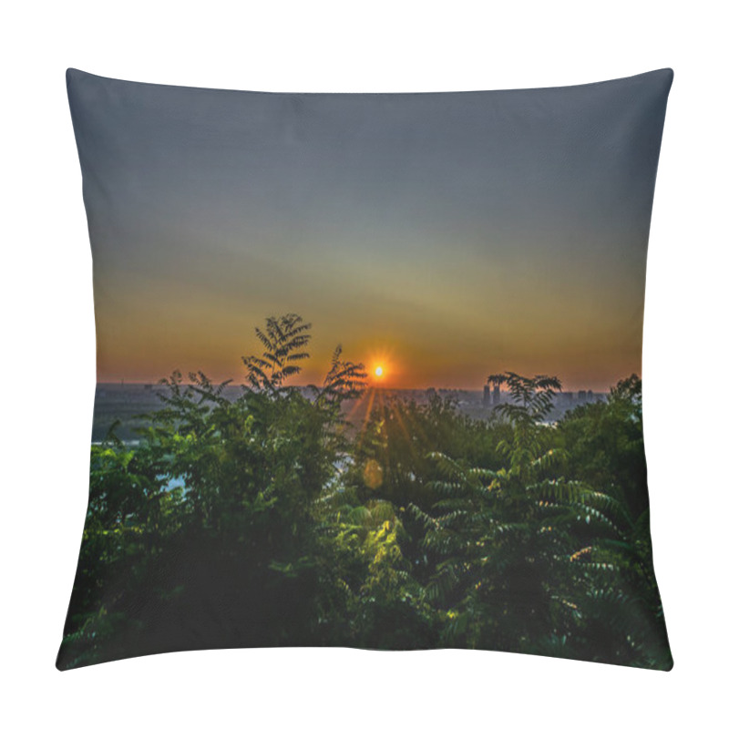 Personality  The rising sun above the city pillow covers