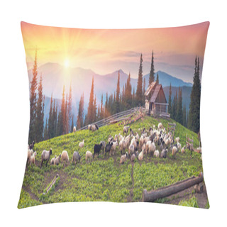 Personality  Shepherds And Sheep In Carpathians Pillow Covers