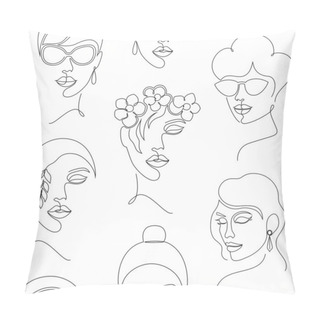 Personality  Pattern With Woman Faces Pillow Covers