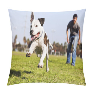 Personality  Mid-Air Running Pitbull Dog Pillow Covers