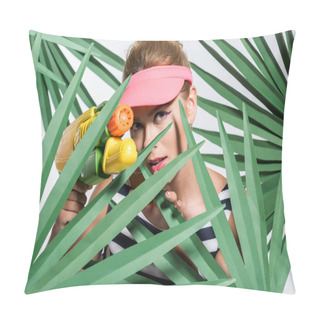 Personality  Fashionable Woman With Water Gun Pillow Covers