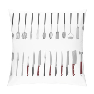 Personality  Kitchen Utensils On White Back Set Pillow Covers