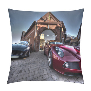Personality  2 Sport Cars Parked Parked Outside A Building Pillow Covers