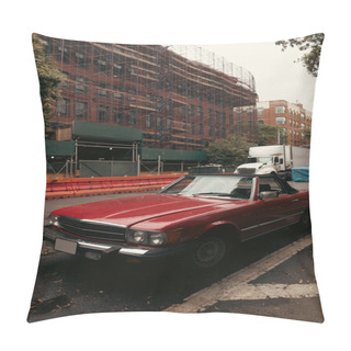 Personality  NEW YORK, USA - OCTOBER 11, 2022: American Vintage Car On Urban Street  Pillow Covers