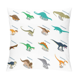 Personality  Dinosaurs Isometric Icons Set Pillow Covers