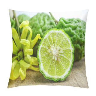 Personality  Fresh Bergamot With Slide On White Background. Pillow Covers