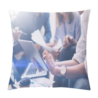 Personality  Young People Working With Modern Devices Pillow Covers