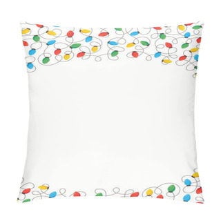 Personality  Colorful Retro Holiday Christmas And New Year Intertwined String Lights On White Background Top And Bottom Frame Element Pillow Covers