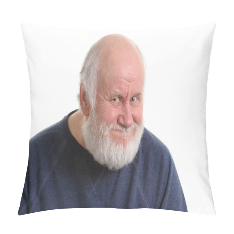 Personality  Old Man With Insidious Tricky Fake Smile, Isolated On Withe Pillow Covers