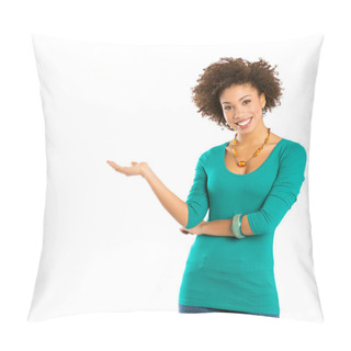 Personality  Portrait Of Happy Woman Who Has Pillow Covers