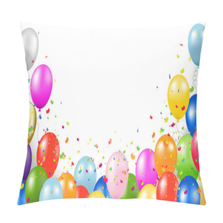 Personality  Happy Birthday Card With Balloons Transparent Background With Gradient Mesh, Vector Illustration Pillow Covers