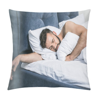 Personality  Handsome Young Man Sleeping In Bed Pillow Covers