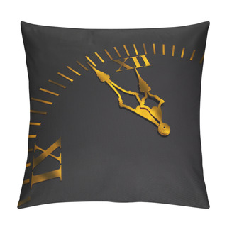 Personality  Black Clock With Golden Hands 3d Pillow Covers