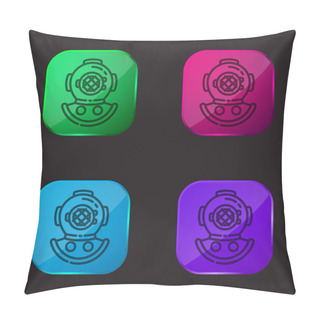 Personality  Aqualung Four Color Glass Button Icon Pillow Covers