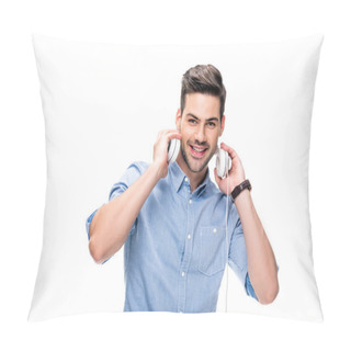 Personality  Man Taking Off Headphones Pillow Covers