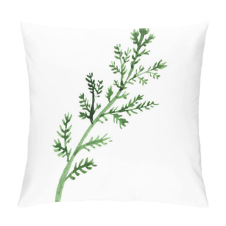Personality  Green Chamomile Leaf. Wild Spring Leaf Wildflower Isolated. Watercolor Background Illustration Set. Watercolour Drawing Fashion Aquarelle Isolated. Isolated Chamomile Illustration Element. Pillow Covers