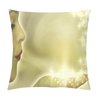 Personality  Woman Blowing Stars Hand Presentation Pillow Covers