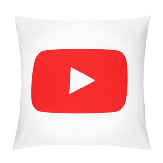 Personality  Red Button Social Media YouTube Isolated On White. Pillow Covers
