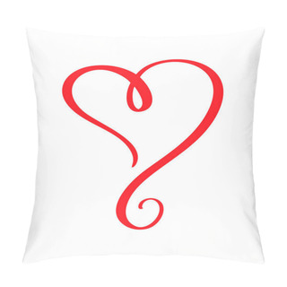 Personality  Red Vector Valentines Day Hand Drawn Calligraphic Heart. Holiday Design Element Valentine. Icon Love Decor For Web, Wedding And Print. Isolated Calligraphy Lettering Illustration Pillow Covers