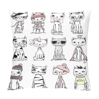 Personality  Poster With Stylish Cats Pillow Covers